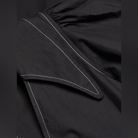 Ganni Cotton Poplin V-Neck Midi Dress, Size Medium - Picture 7 of 7